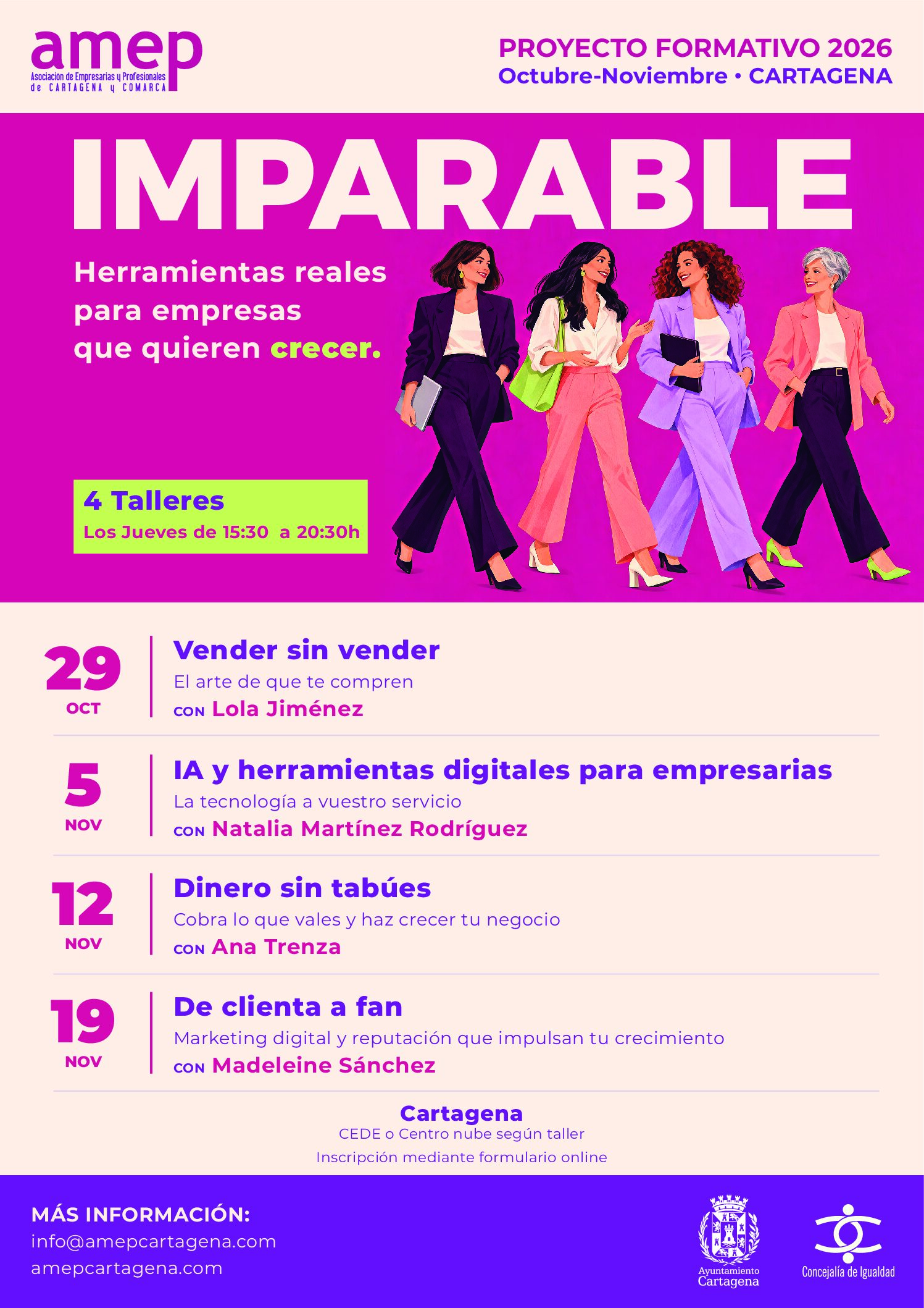 AMEP presenta “Imparable”, un proyecto formativo con cuatro talleres para empresas que quieren crecer