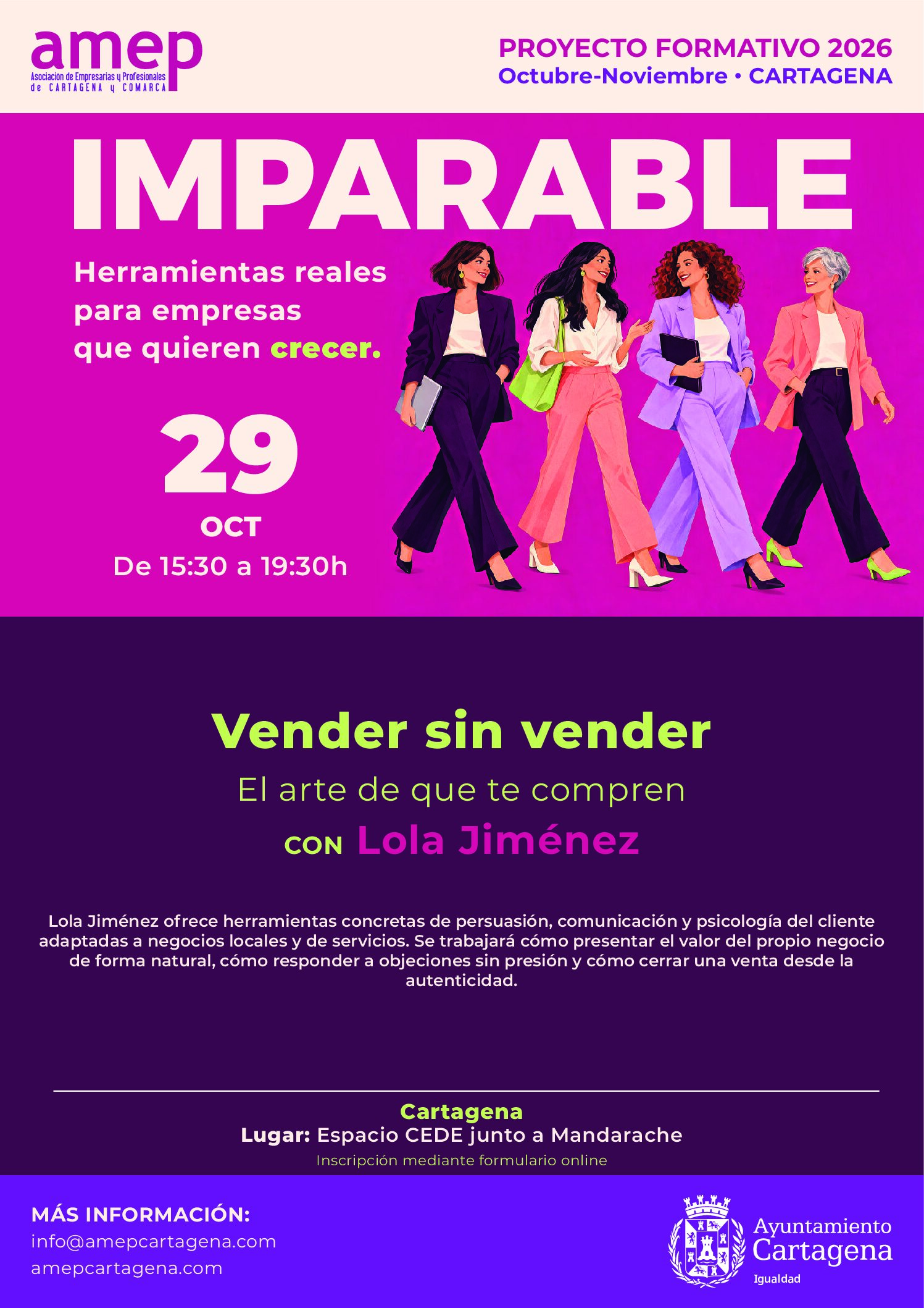 AMEP presenta “Imparable”, un proyecto formativo con cuatro talleres para empresas que quieren crecer